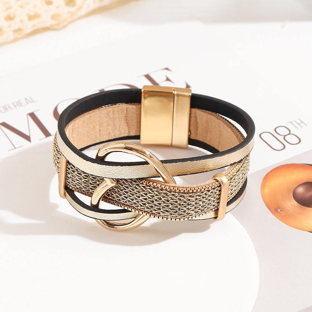 Mesh Leather Mixed Bracelets ZGWS25005GD