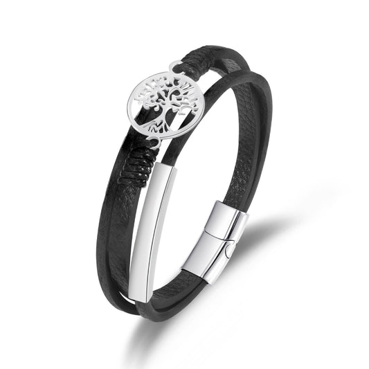 Life Tree Leather Bracelet ZGMS24022SR