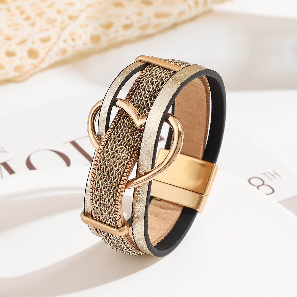 Mesh Leather Mixed Bracelets ZGWS25005GD