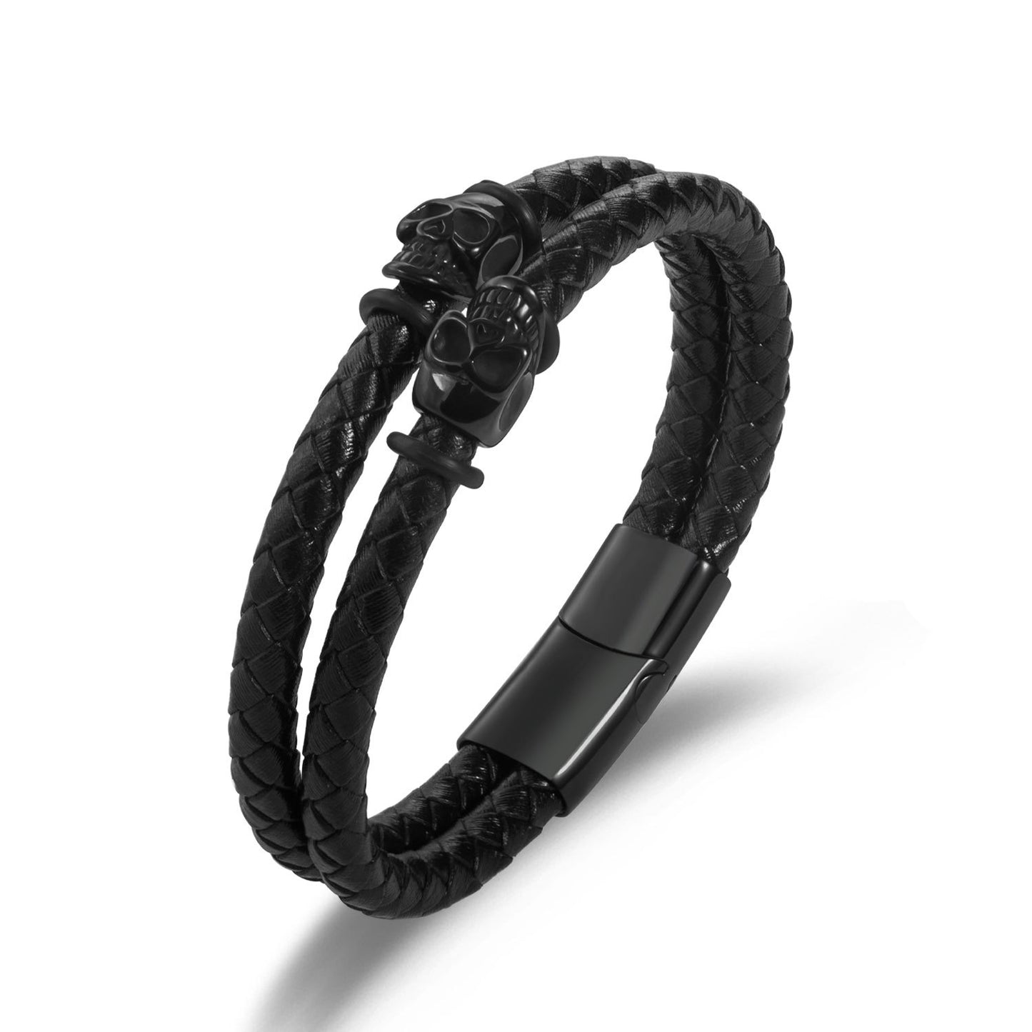 Skull Charm Leather Bracelet ZGMS24020BK