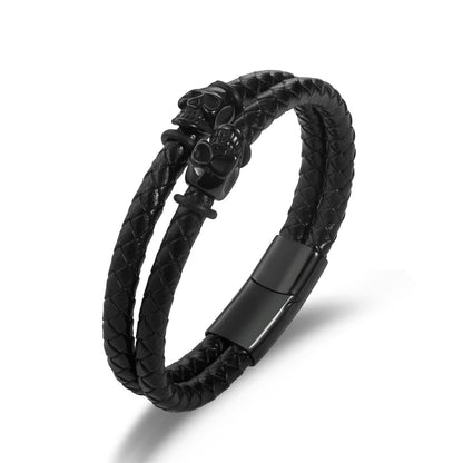Skull Charm Leather Bracelet ZGMS24020BK