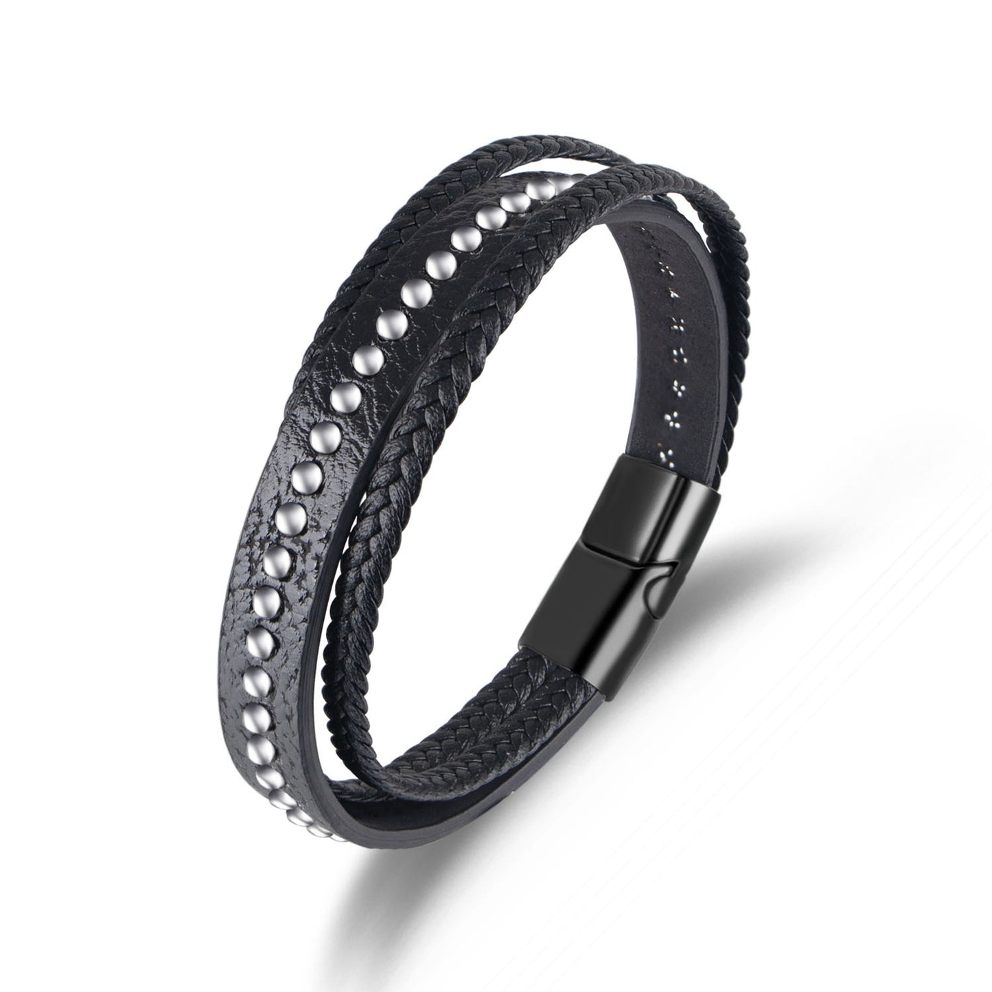 Beads Braided Leather Bracelet ZGMA24002BK