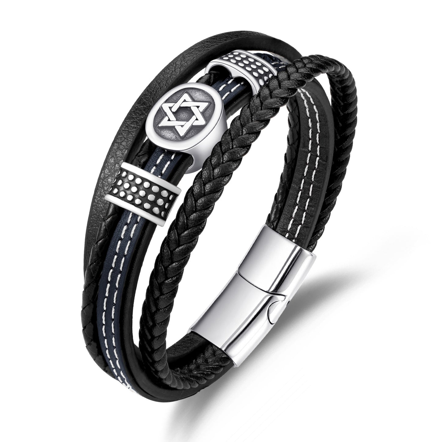 six-pointed star leathe bracelet ZGMS24032BE