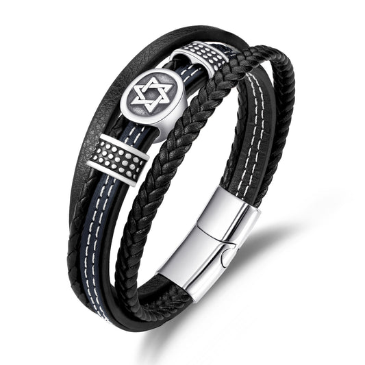 six-pointed star leathe bracelet ZGMS24032BE