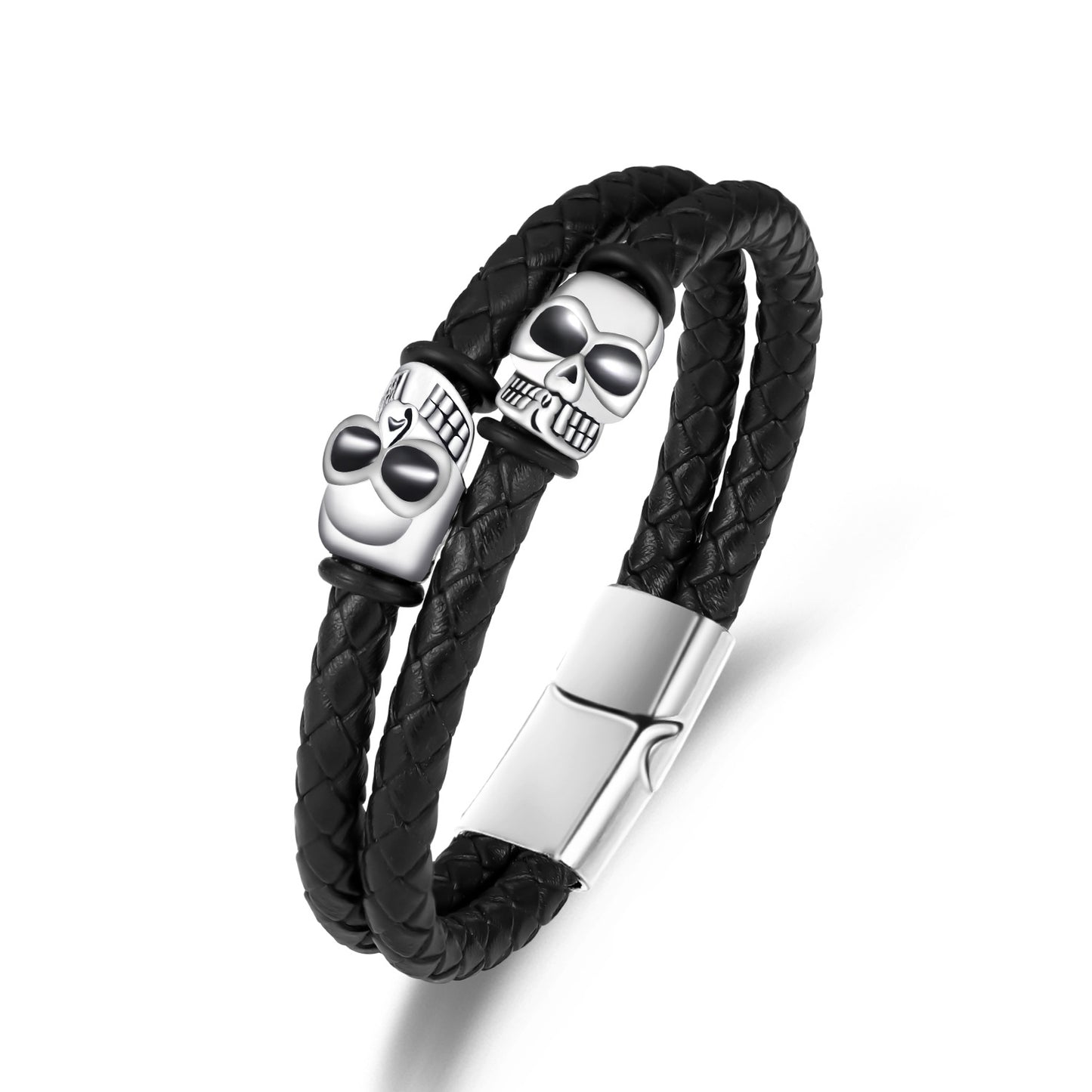 Skull Charm Leather Bracelet ZGMS24020BK